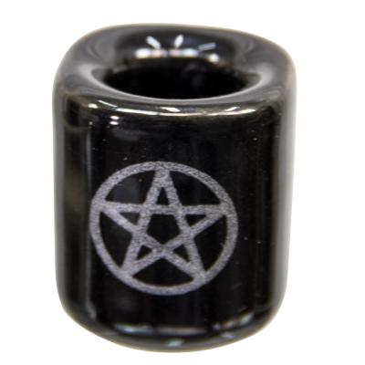 Load image into Gallery viewer, CANDLE HOLDER BLACK PENTACLE
